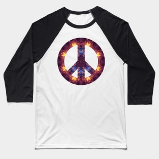 Fractal Mandala Peace Sign Baseball T-Shirt